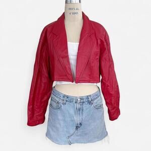 Vintage Red Leather Cropped Jacket Women’s M